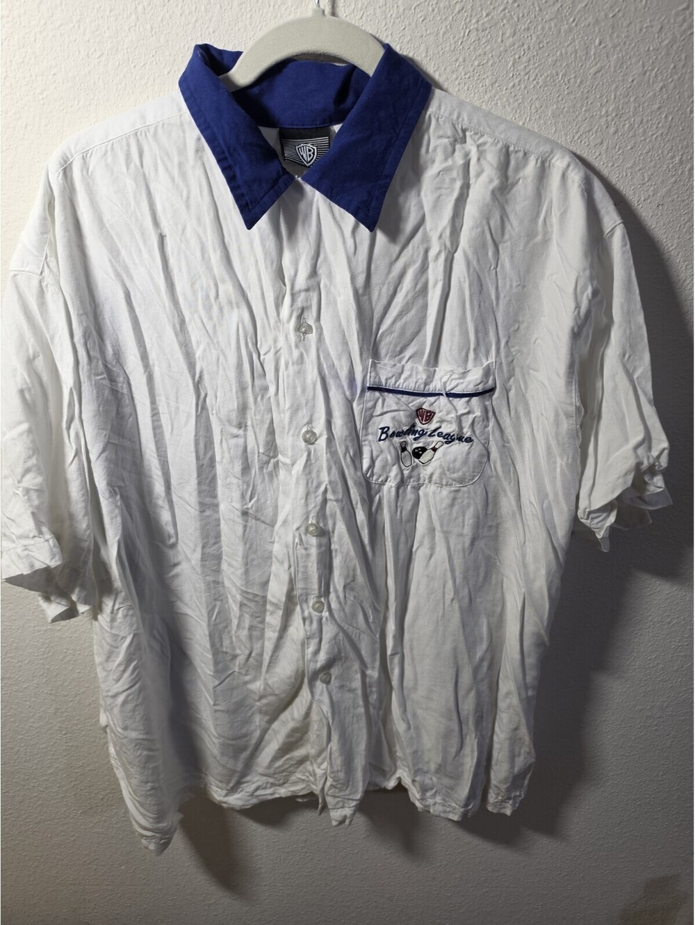 Vintage Warner Bros Taz Shirt Mens Medium White Bowling League Button Up 90s